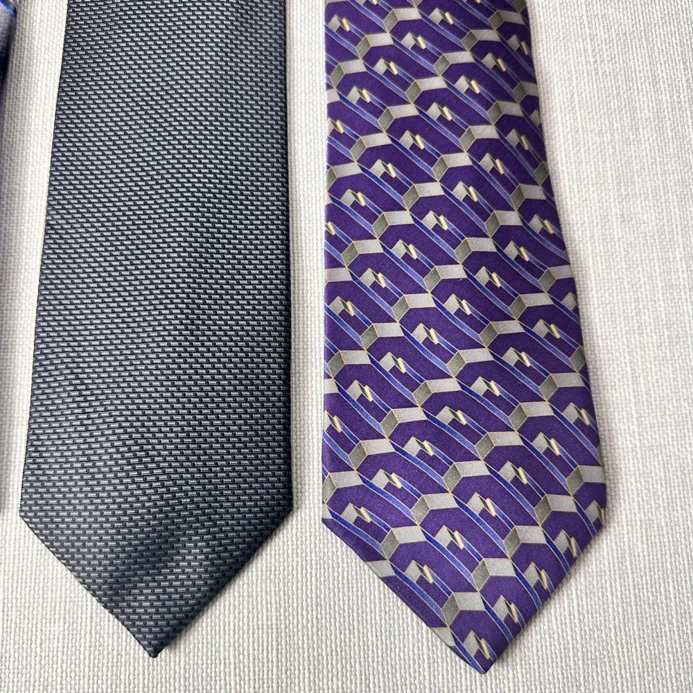 Vintage Classic Purple Grey Necktie Bundle Hennessy George Van Heusen Bill Blass